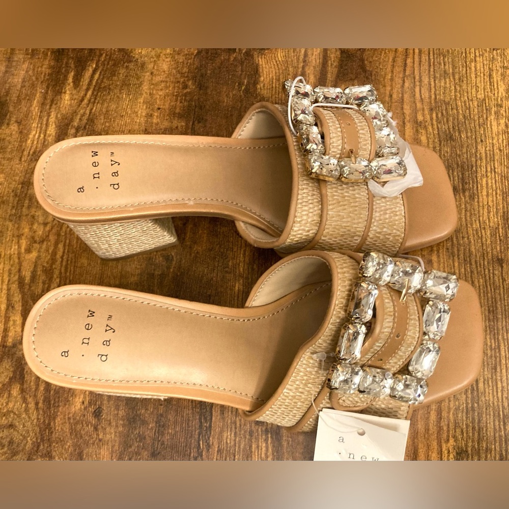 Women's Kathleen Raffia Buckle Block Heels - a New Day™ Beige 6.5
New - Picture 2 of 6